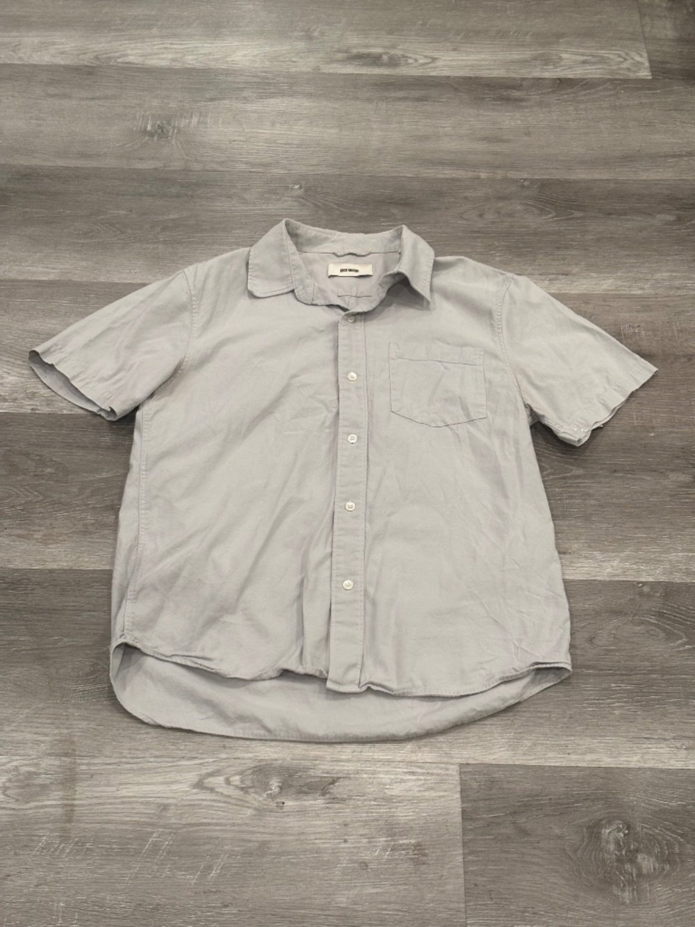 Buck Mason Draped Twill One Pocket Shirt Mens Size L Natural Short Sleeve